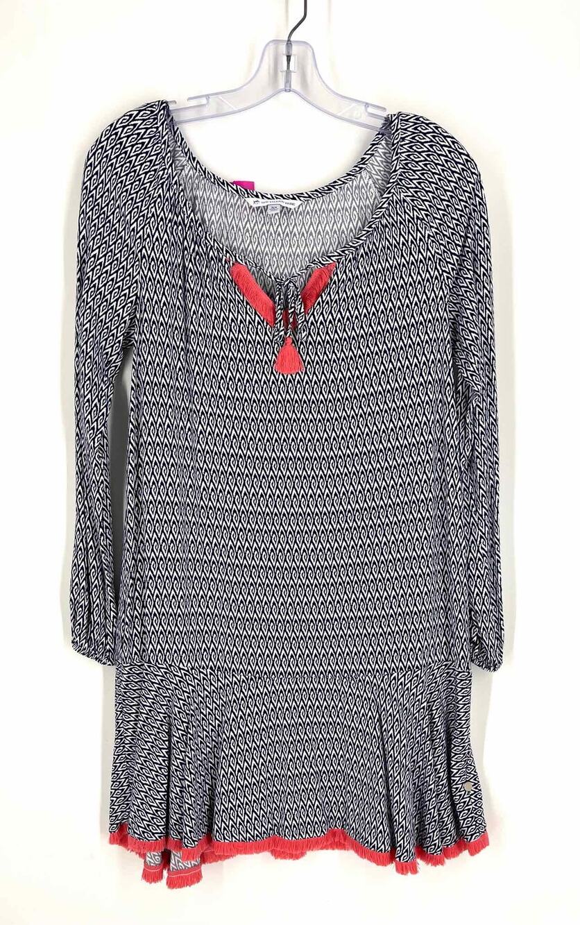 Southern Tide Size XS Bl/Wh/Pk Print Fringe Designer Dress